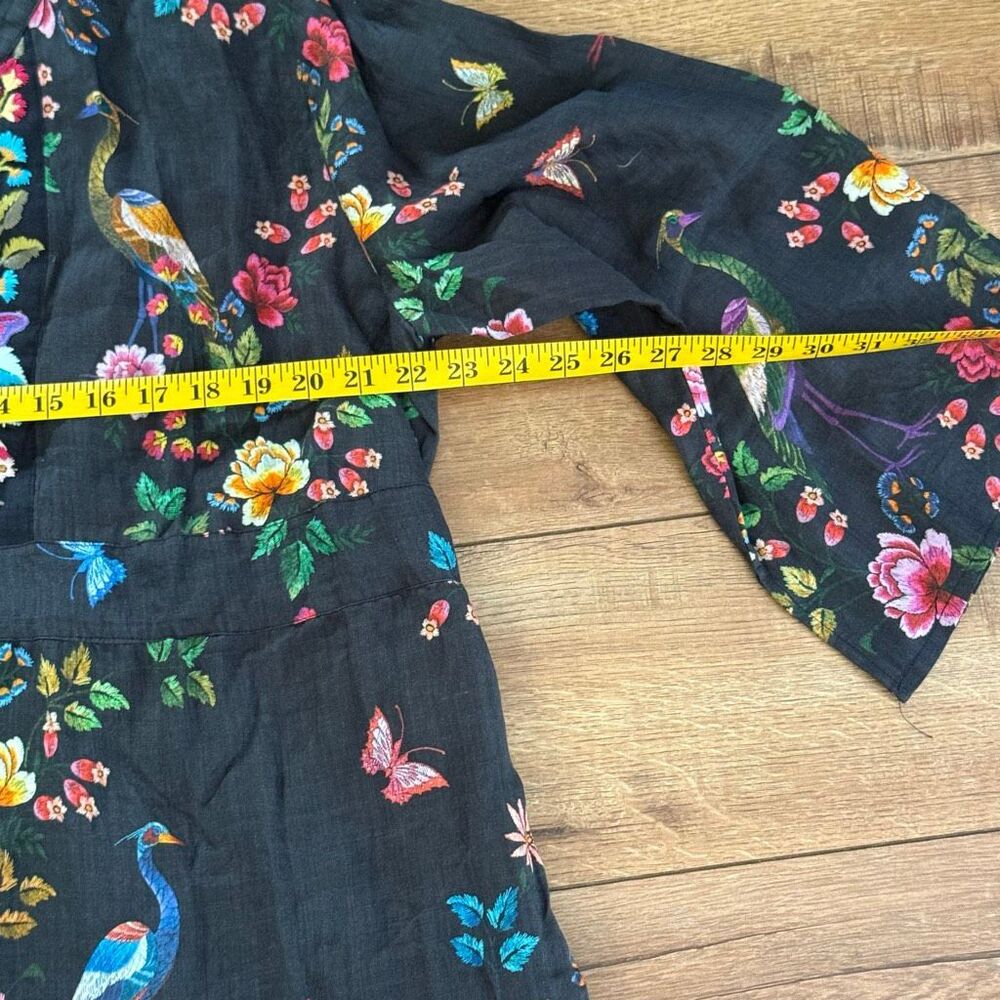 NWOT Was Womens Floral Tiered Embroidered V-Neck Boho Midi Dress Black Size XL - Picture 10 of 16
